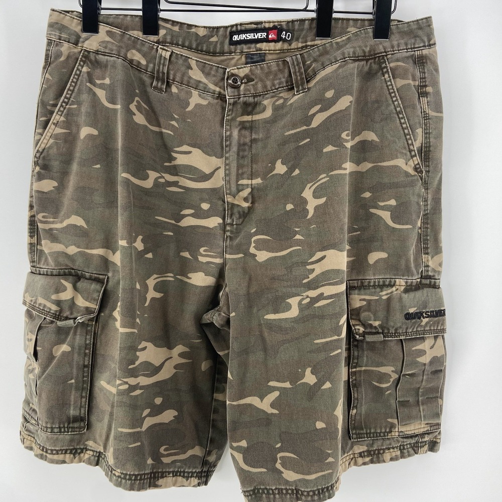 Y2K Quicksilver Shorts Mens 40 Camo Cargo Army Hunting Skater Grunge Utility